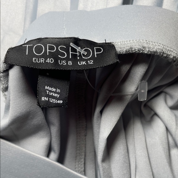 Topshop Shimmering Silver Pleated Midi Skirt sz 8 - Picture 6 of 7